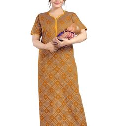 LIFE-TALE Women Gold Satin Nightdress-image-32
