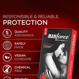 Manforce Men Set Of 12 Xotic Dotted Condoms- 10 Pcs Each- Strawberry Flavour image 3
