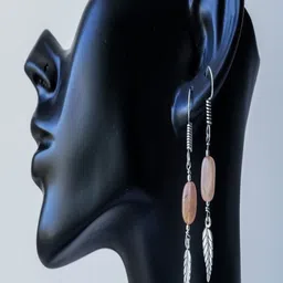 Shrim jewels Brass Plated Gemstone Beaded Leaf Shape Drop Earrings-picture-2