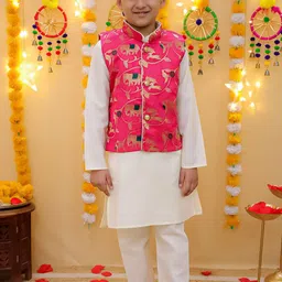 BownBee Boys Printed Regular Pure Cotton Kurta with Pyjamas-15