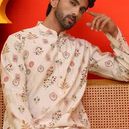 Jompers Men Floral Printed Regular Kurta with Pyjamas-picture-44