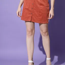 BAESD A-Line Cordruoy Above Knee Skirt-image-89