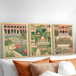 Art Street Green & Beige 3 Piece Synthetic Wood Floral and Botanical Wall Paintings-image-80