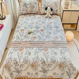 JC HOME Brown & White Printed Cotton Double Super King Bed & Pillow Cover-10