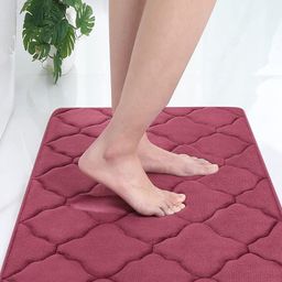 FAVRIA Maroon Cushioned Anti Slip Water Absorbent Bath Rug-image-93