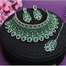 Anouk Rhodium-Plated Stones Studded & Beaded Jewellery Set-picture-12