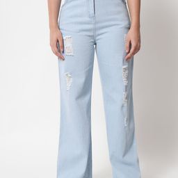 R.Code by The Roadster Life Co. Women Flared High-Rise Mildly Distressed Jeans-picture-17