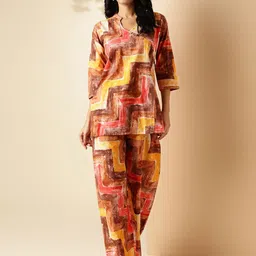 KALINI Printed Pure Cotton Three Quarter Sleeve Tunic & Trouser Co-Ords-image-29