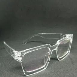 Eyedens Unisex Clear Lens & White Rectangle Sunglasses with-picture-31