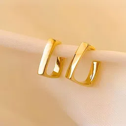 COOLWOOL Gold-Plated Korean Geometric Hoop Earrings-31