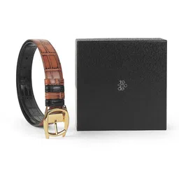 Tresmode Men Checked Leather Belt-9