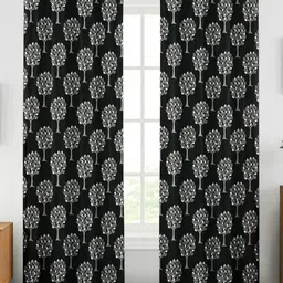 Lunar Days Black Set of 2 Room Darkening Long Door Curtain-49