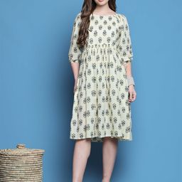 Rajnandini Women Ethnic Motifs Printed Gathered or Pleated A-Line Dress-image-56