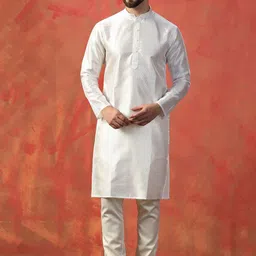 Prakatha Geometric Embroidered Silk Thread Work Mandarin Collar Straight Kurta-52