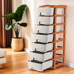 RUBOXA White & Brown 7-Layer Multi-Purpose Drawer Storage Organiser-6