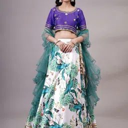 Utsav Fashion Embroidered Mirror Work Shibori Ready to Wear Lehenga & Blouse With Dupatta-picture-11