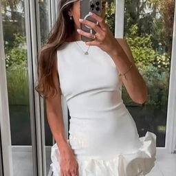 Alamode By Akanksha Women White Piony Statement Ruffled Bodycon Mini Dress-image-71