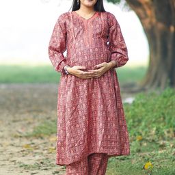 Aujjessa Women Ethnic Motifs Printed Regular Kurta with Trousers-image-75