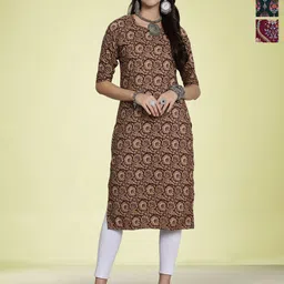 Moda Rapido Women Ethnic Motifs Printed Sequinned Floral Crepe Kurta-image-96