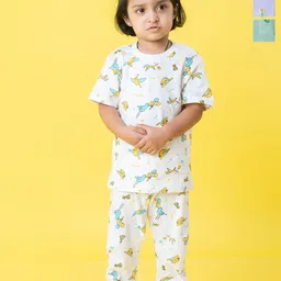 Orange Sugar Unisex Kids Printed T-shirt with Pyjamas-49