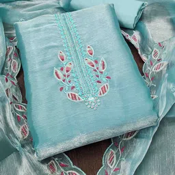 KIMISHA Embroidered Silk Chiffon Unstitched Dress Material-image-79