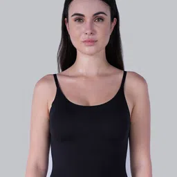 Soie Women Black Seamless Body Fit Padded Bra Top With Detachable Straps Camisoles-image-89