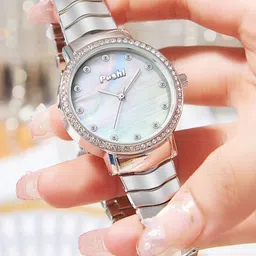 Poshi Women Round Dial Stainless Steel Strap Watch with Adjustable Clasp-33