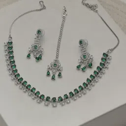 SIVA BY ANIKA Diva Rhodium-Plated American Diamond Studded Jewellery Set-6