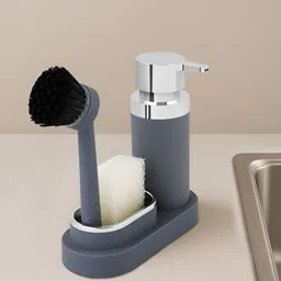 OBSESSIONS Grey & Silver-Toned Solid PVC Soap Dispenser-61