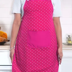 Kuber Industries Pink & White Printed Waterproof Apron-25