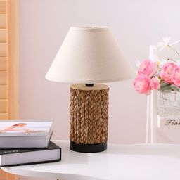 UMAI White Wood Industrial Frusturical Shaped Table Lamp-10