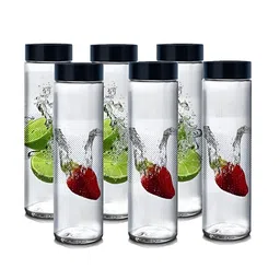 CROCO JAR Transparent Set of 6 Glass Solid Water Bottle-4