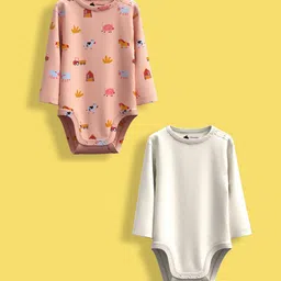 Orange Sugar Infants Pack Of 2 Printed Cotton Bodysuits-image-72
