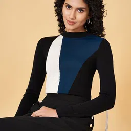Annabelle by Pantaloons Women Colourblocked Round Neck Top-picture-37