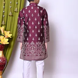 Cae Boys Printed Regular Dupion Silk Kurta with Pyjamas image 2