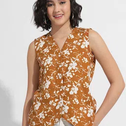 Fashfun Women Printed V-Neck Sleeveless Waistcoat-64