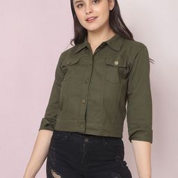 DIMPY GARMENTS Women Lightweight Denim Jacket with Embroidered-image-101