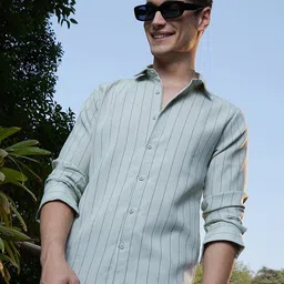 Campus Sutra Men Classic Fit Spread Collar Vertical Striped Cotton Casual Shirt-image-84
