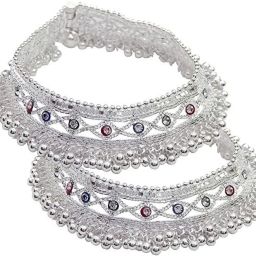 Beautiful Silver Plated Bridal Payal For Women One JODI Alloy Anklet Silver Anklet-image-36