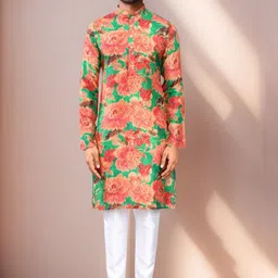 Arihant Rai Sinha Men Floral Printed Regular Kurta with Trousers-image-99