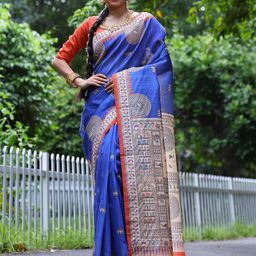 DIVASTRI Ethnic Motifs Silk Blend Tussar Saree-image-13