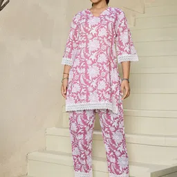 Anouk Printed V-Neck Tunic With Trousers Co-Ords-picture-13
