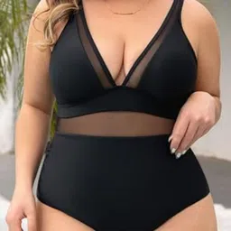 Plus Curvves V Neck Tummy Control Bodysuits Adjustable Wide Straps Black-image-56