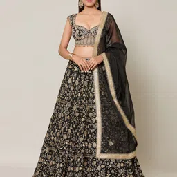 Samyukta Singhania Embroidered Thread Work Ready to Wear Lehenga & Blouse With Dupatta-image-32