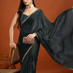 LOROFY Embellished Beads and Stones Mysore Silk Saree with Blouse Piece-picture-41