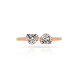BHIMA 18K BIS Hallmark 750 Purity Rose Gold Tiny Hearts Diamond Ring-0