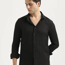 Blu MNKY Men Smart Fit Textured Spread Collar Casual Shirt-picture-3