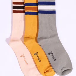 Thela Gaadi Unisex Pack Of 3 Calf Length Stripes Socks-image-52