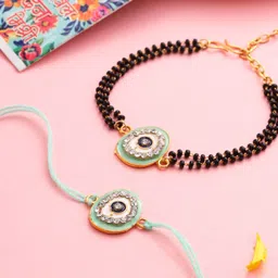 Anouk Stones Studded And Beaded Bhaiya Bhabhi Rakhis With Roli Chawal Chandan & Mishri-97