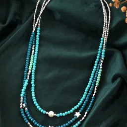 RICHEERA Silver-Plated Artificial Beads Beaded Layered Necklace-16